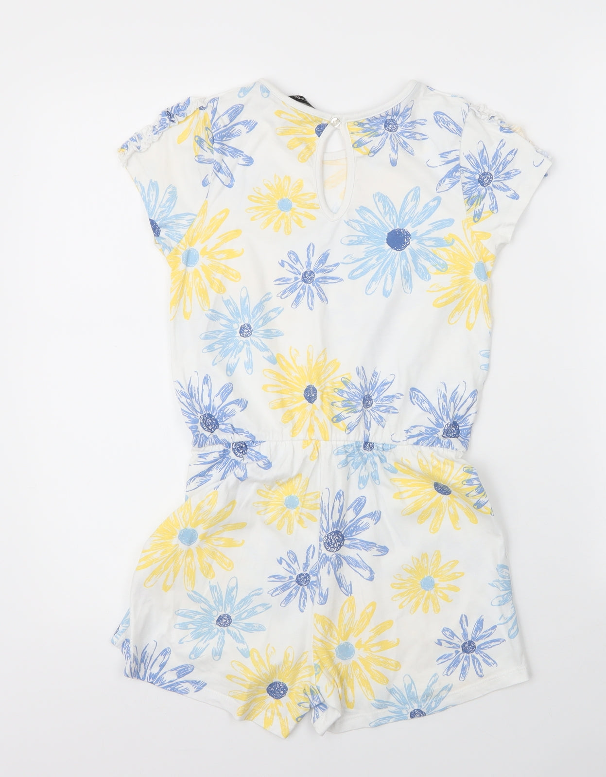George Girls White Floral Cotton Romper One-Piece Size 8 Years