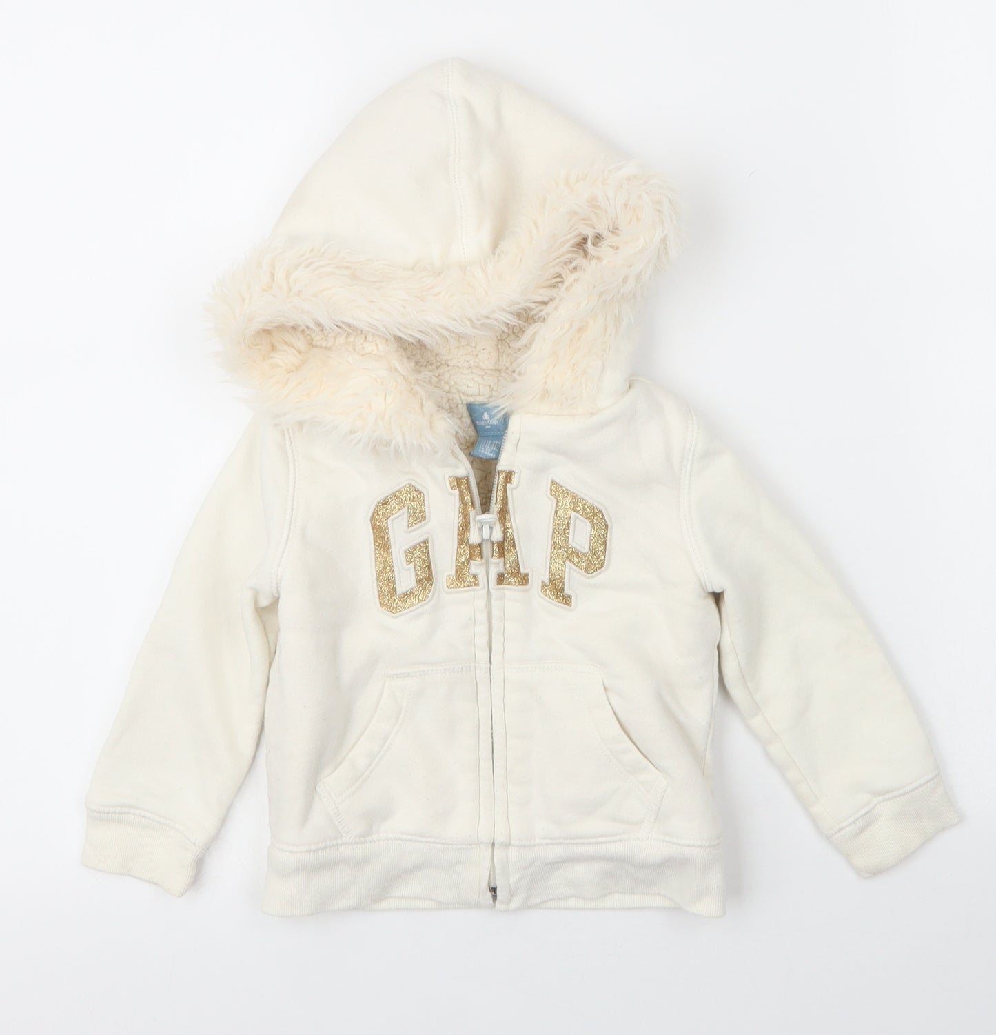 Gap Girls White  Cotton Full Zip Jumper Size 18-24 Months  Zip