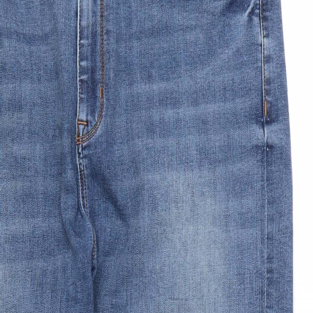 M&S Womens Blue  Cotton Capri Jeans Size 18 L23 in Regular Zip