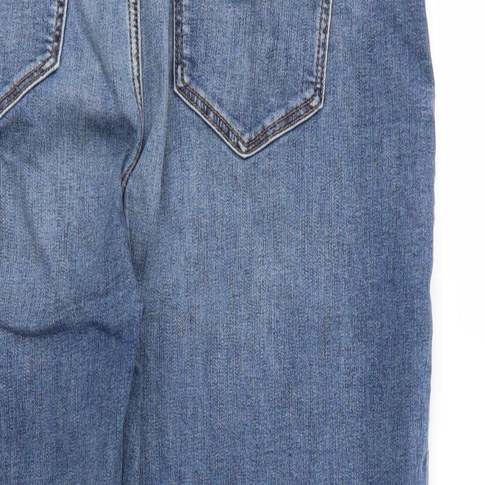 M&S Womens Blue  Cotton Capri Jeans Size 18 L23 in Regular Zip