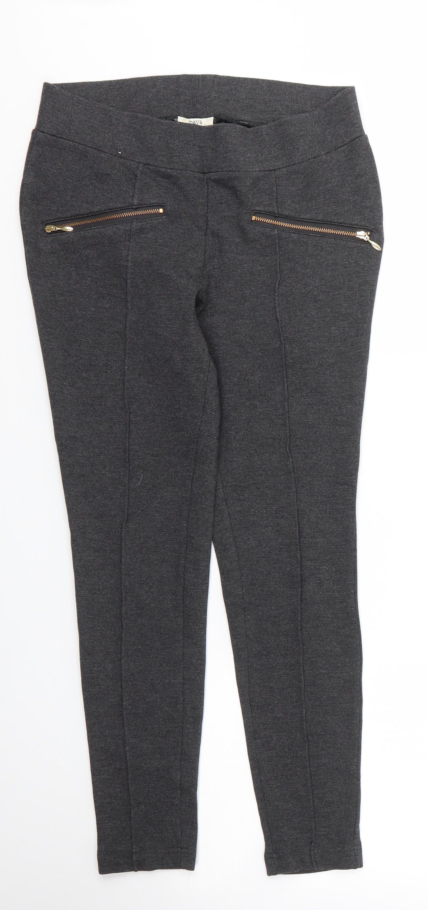 Papaya Womens Grey  Viscose Carrot Trousers Size 10 L24 in Regular
