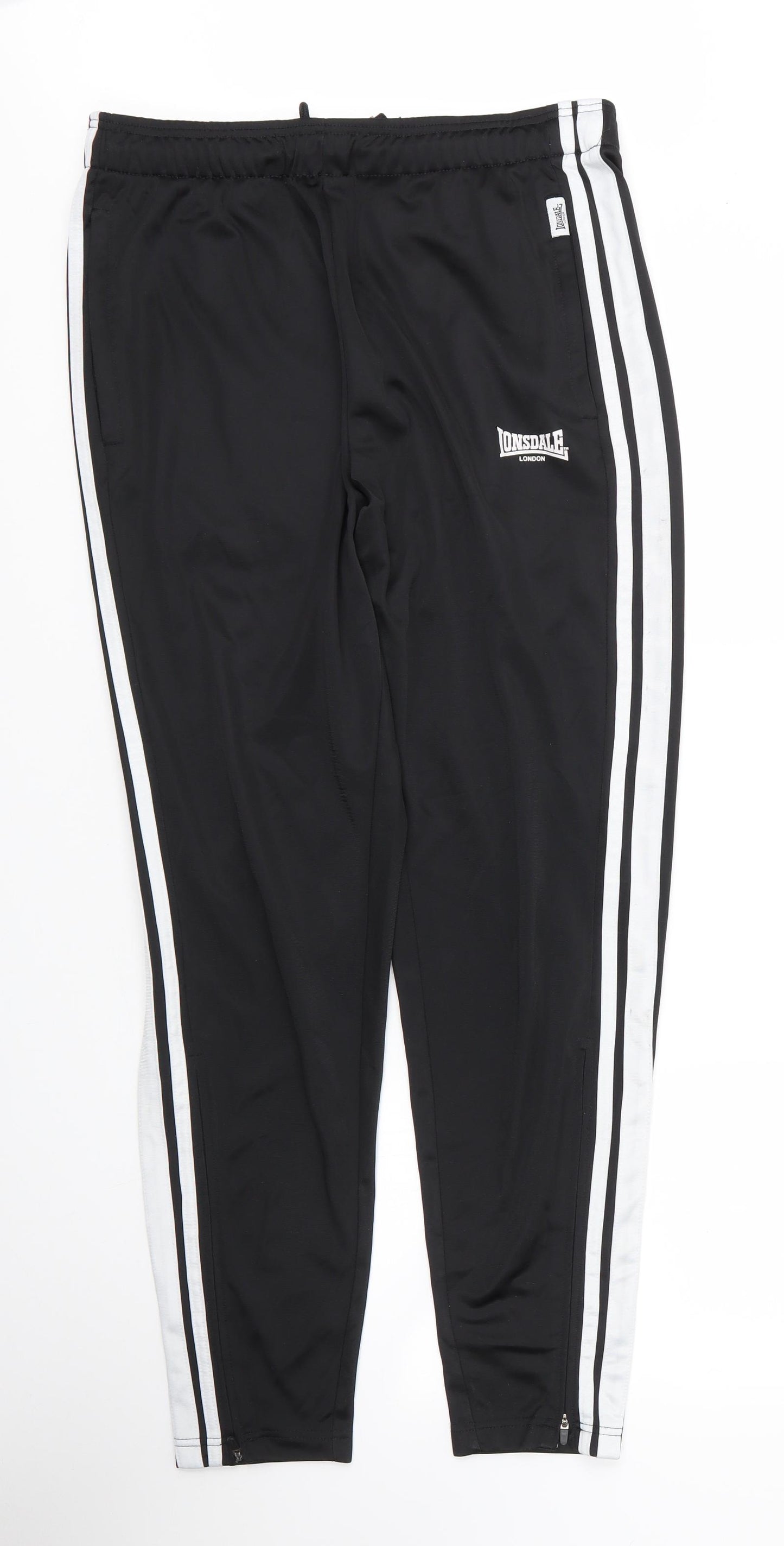 Lonsdale Mens Black  Polyester Sweatpants Trousers Size M L28 in Regular Drawstring