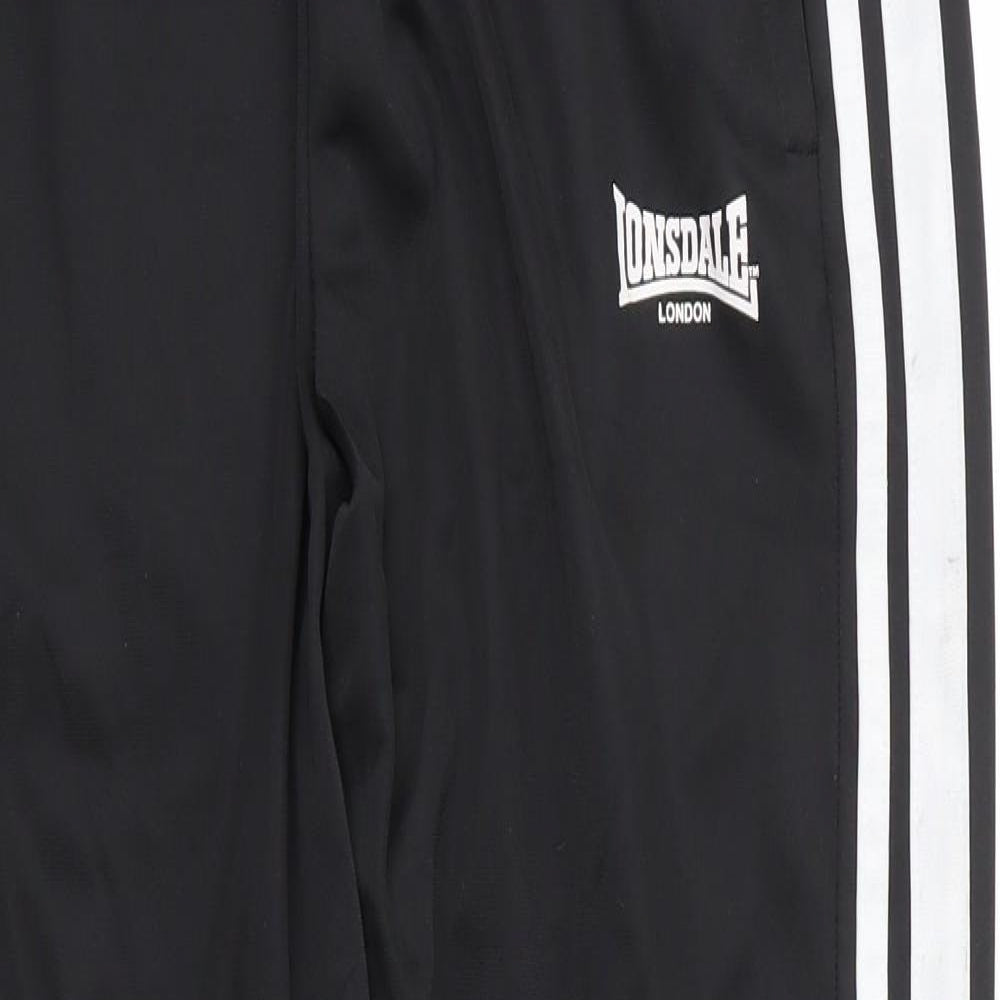 Lonsdale Mens Black  Polyester Sweatpants Trousers Size M L28 in Regular Drawstring