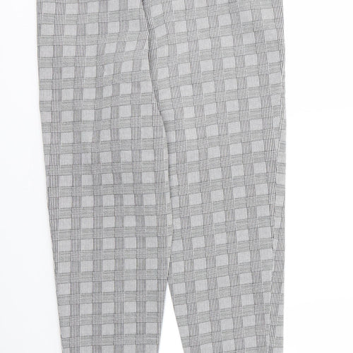 George Womens Grey Houndstooth Cotton Carrot Trousers Size 14 L26 in Regular