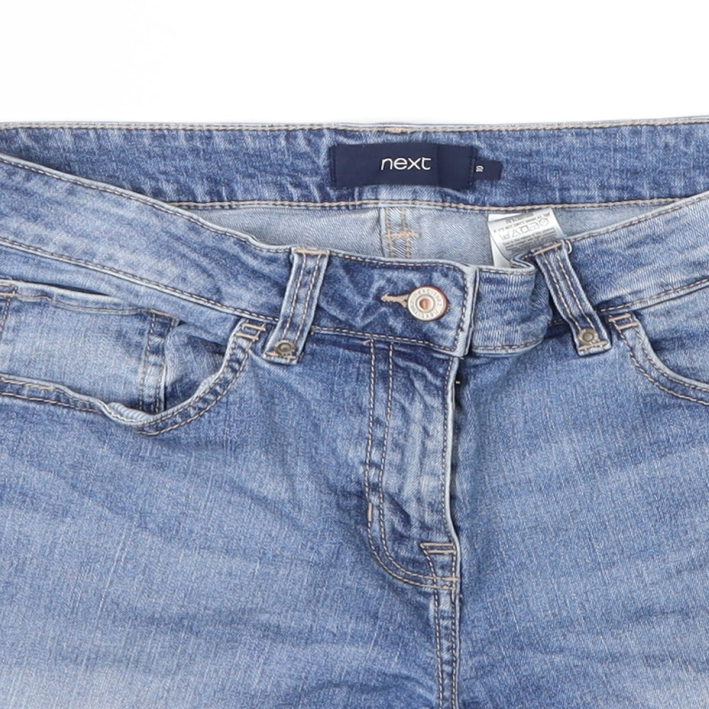 NEXT Womens Blue  Cotton Bermuda Shorts Size 10  Regular Zip