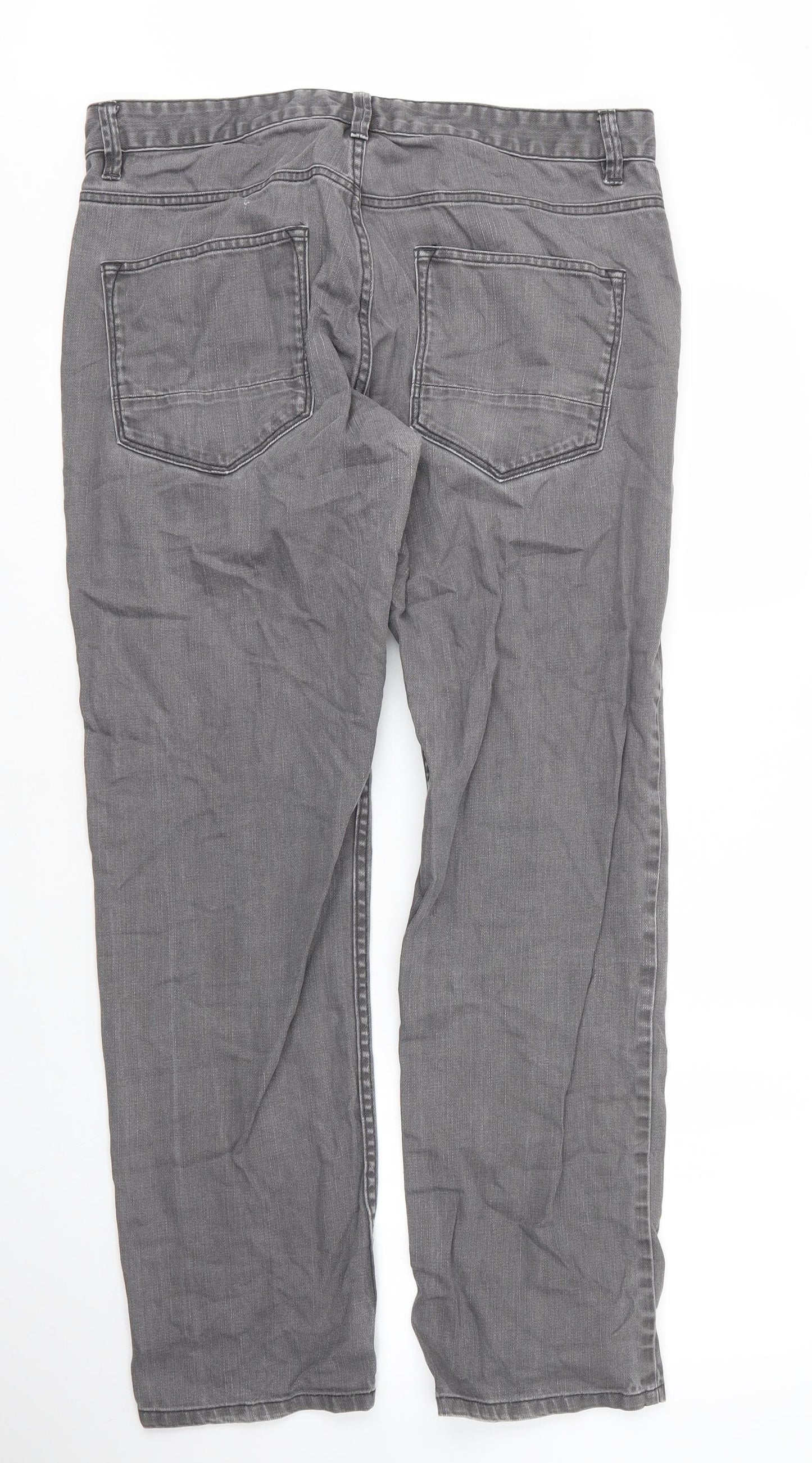 NEXT Mens Grey  Cotton Straight Jeans Size 34 in L31 in Regular Button
