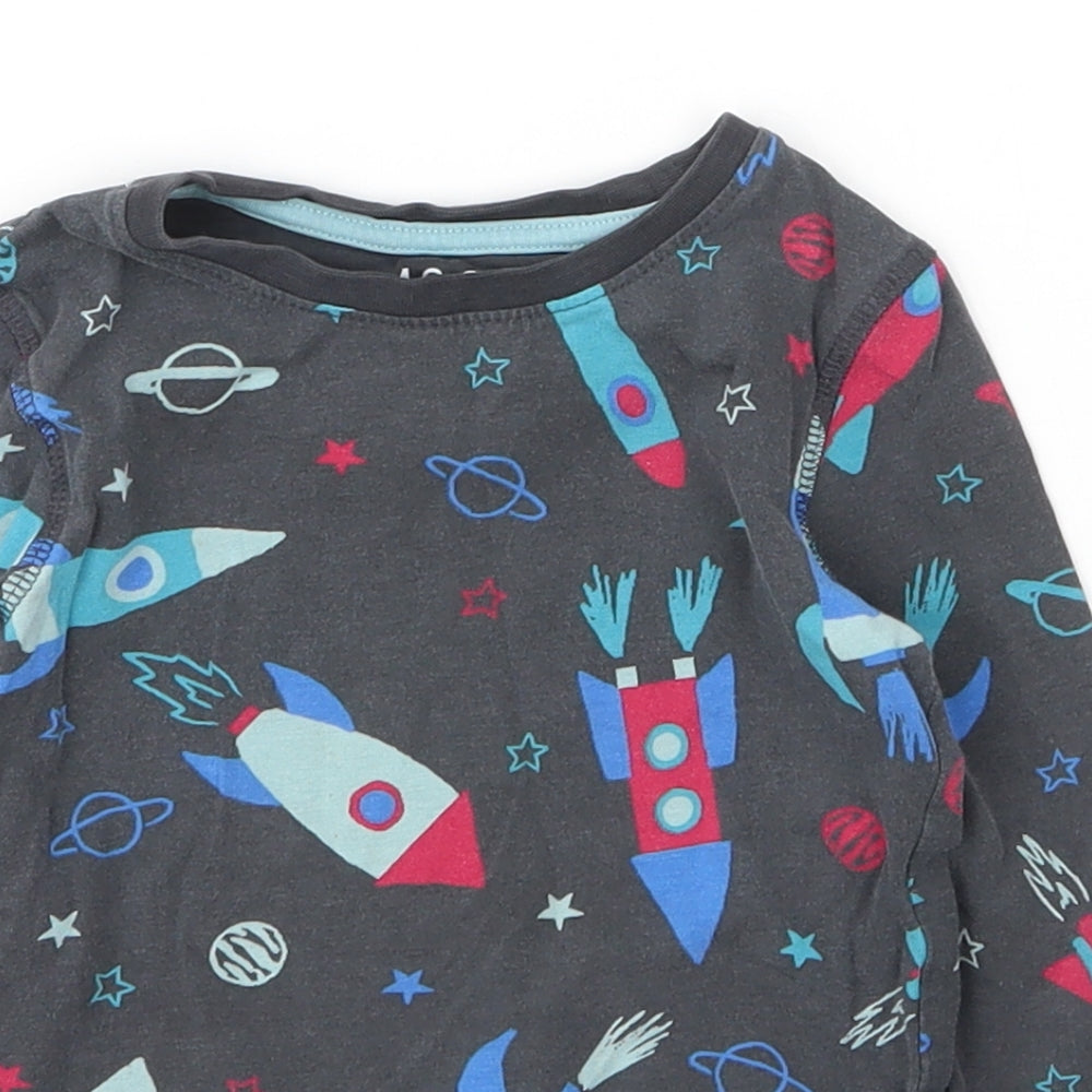 M&S Boys Grey  Cotton Basic T-Shirt Size 24 Months Round Neck