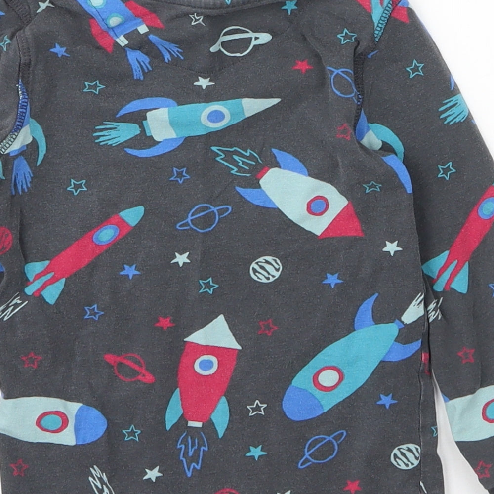 M&S Boys Grey  Cotton Basic T-Shirt Size 24 Months Round Neck