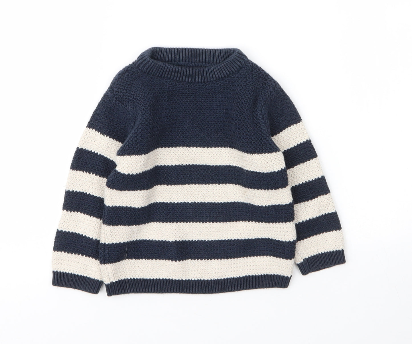 NEXT Boys Blue Striped Cotton Pullover Jumper Size 12-18 Months