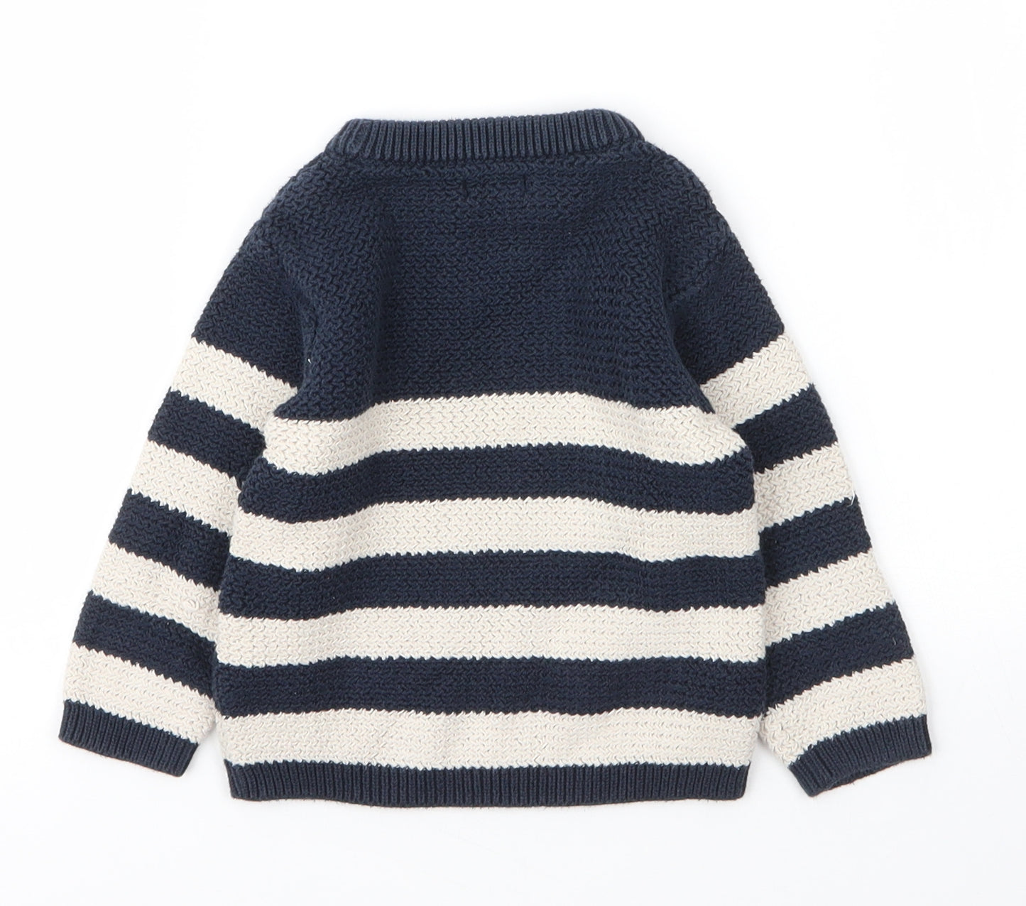 NEXT Boys Blue Striped Cotton Pullover Jumper Size 12-18 Months