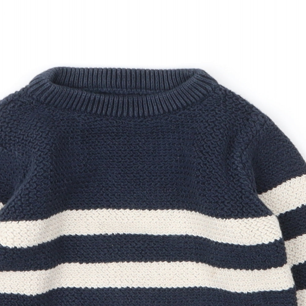 NEXT Boys Blue Striped Cotton Pullover Jumper Size 12-18 Months