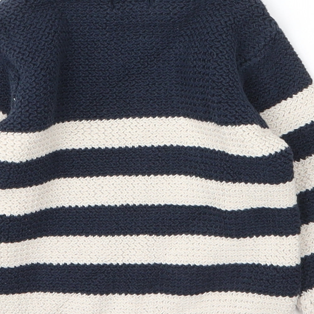NEXT Boys Blue Striped Cotton Pullover Jumper Size 12-18 Months