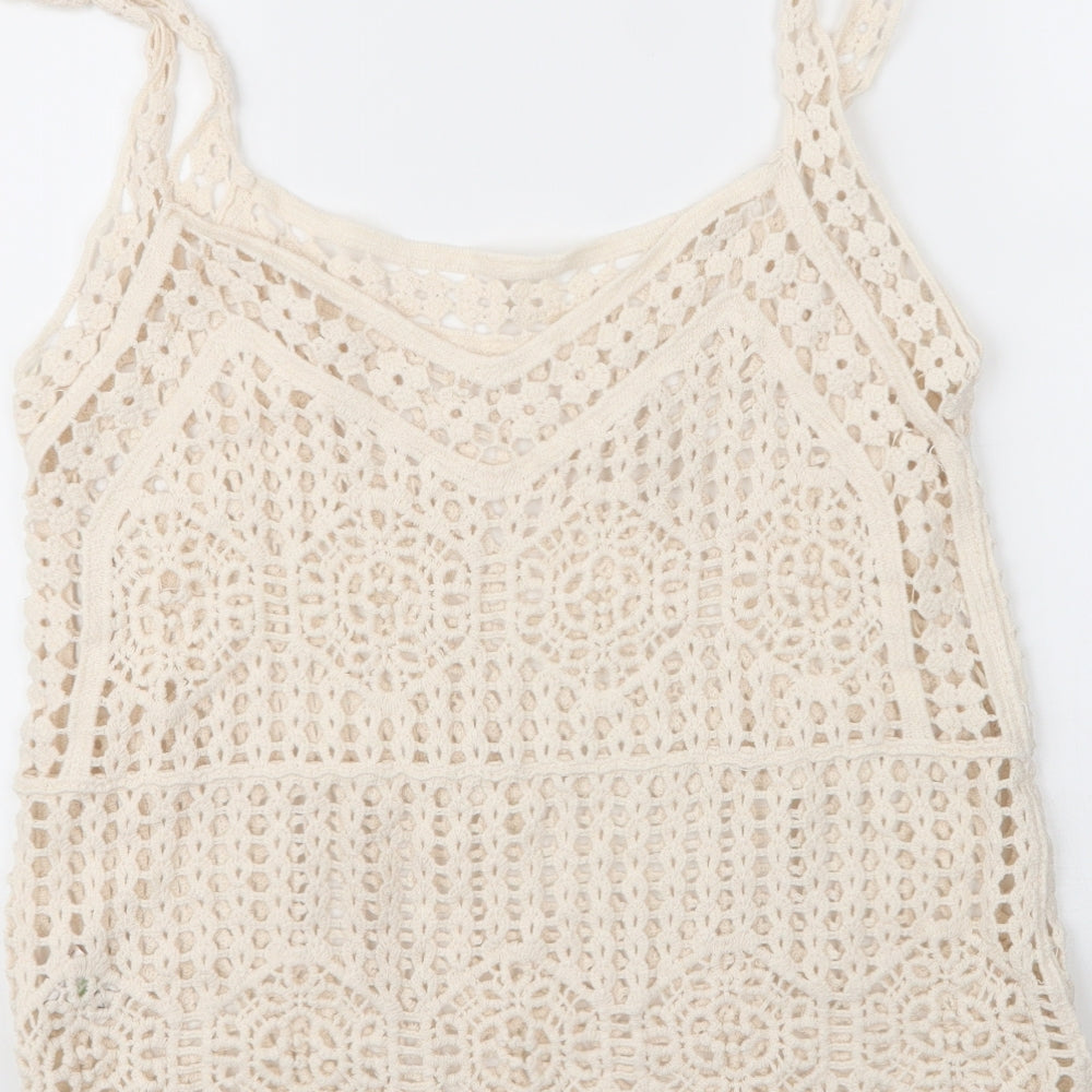 Matalan Womens Beige  Cotton Camisole Blouse Size 12 V-Neck