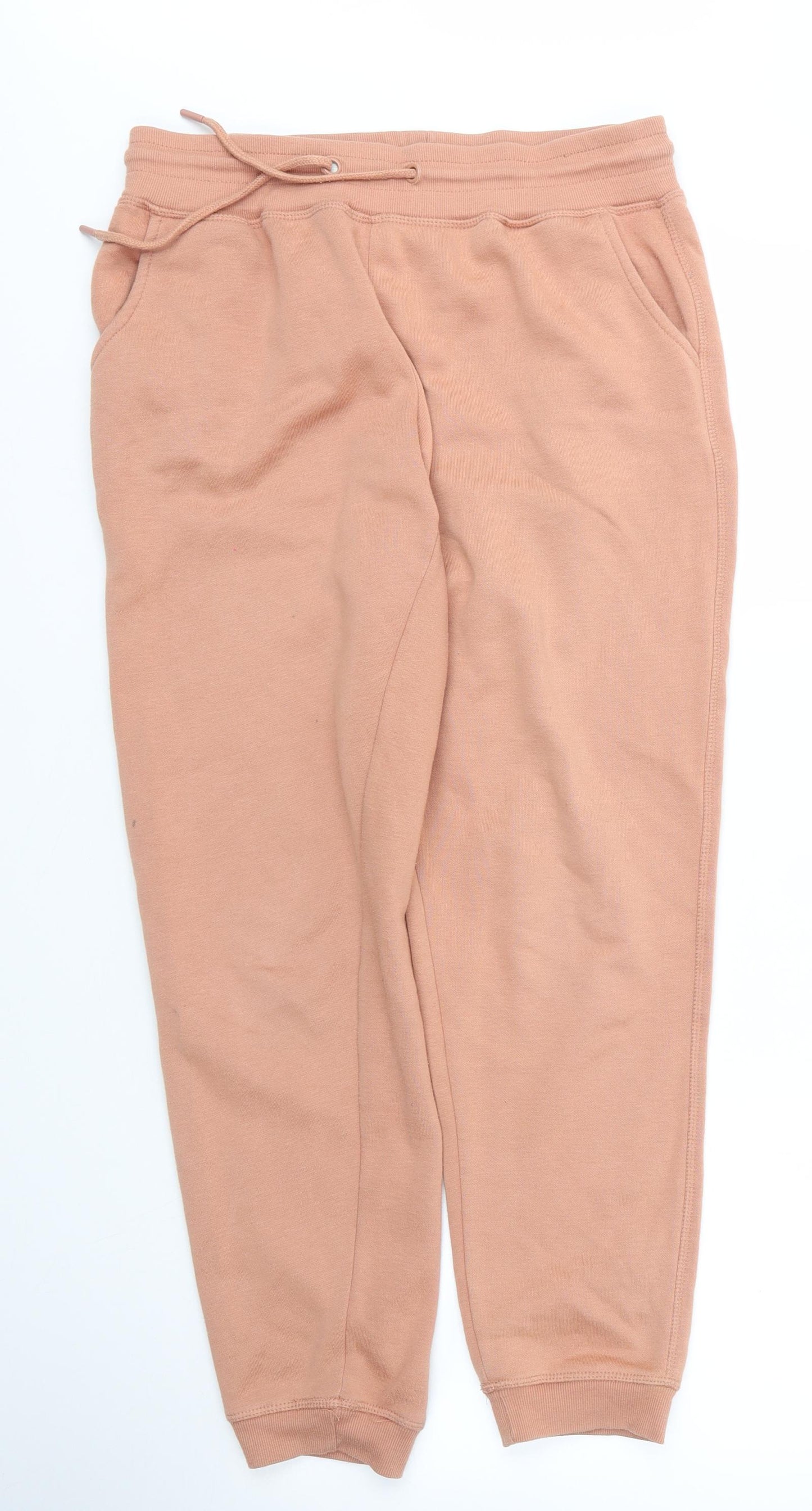 Primark Womens Beige  Cotton Sweatpants Trousers Size S L26 in Regular Drawstring