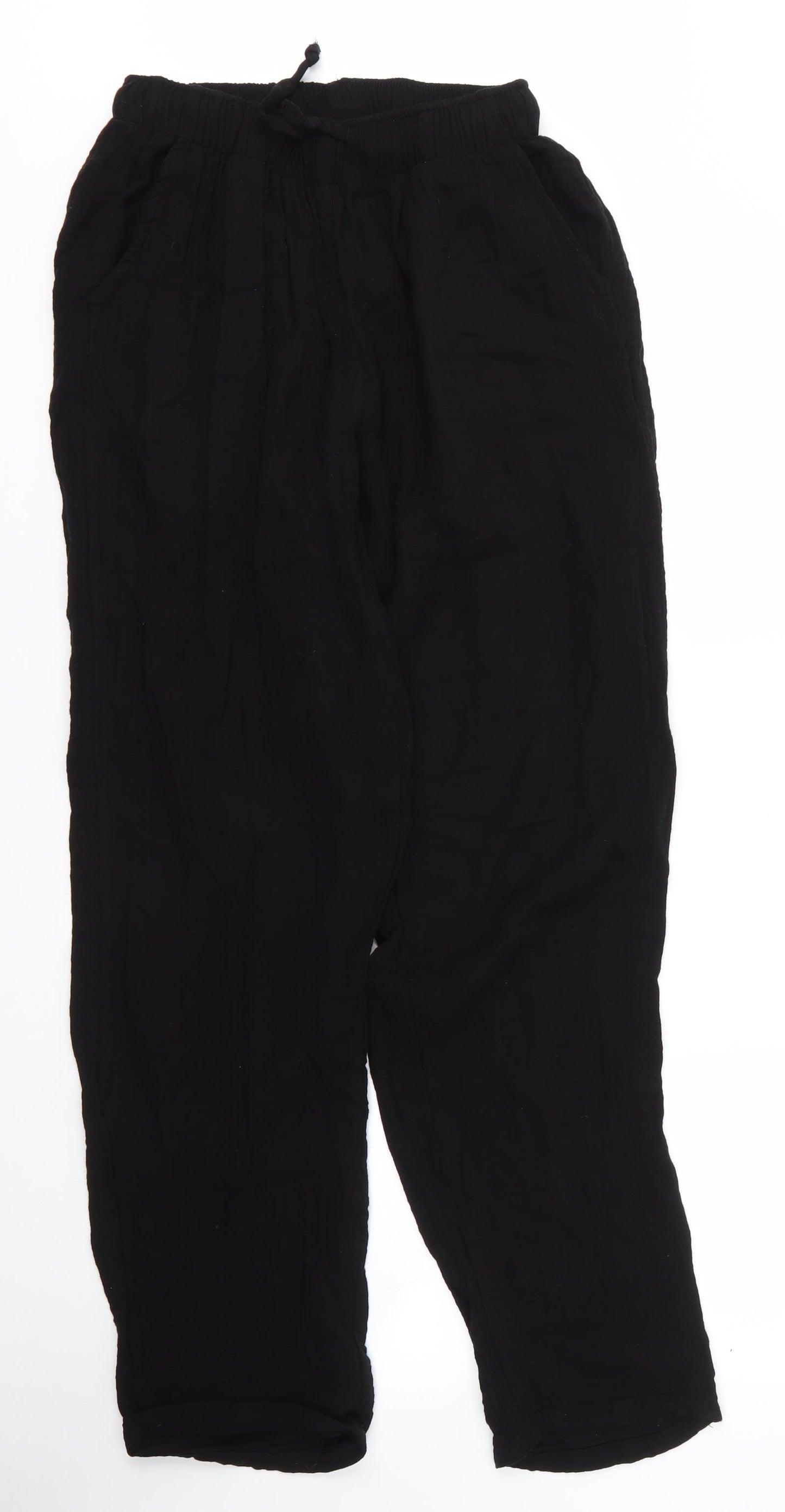 Selcuk Womens Black  Cotton Trousers  Size XL L31 in Regular