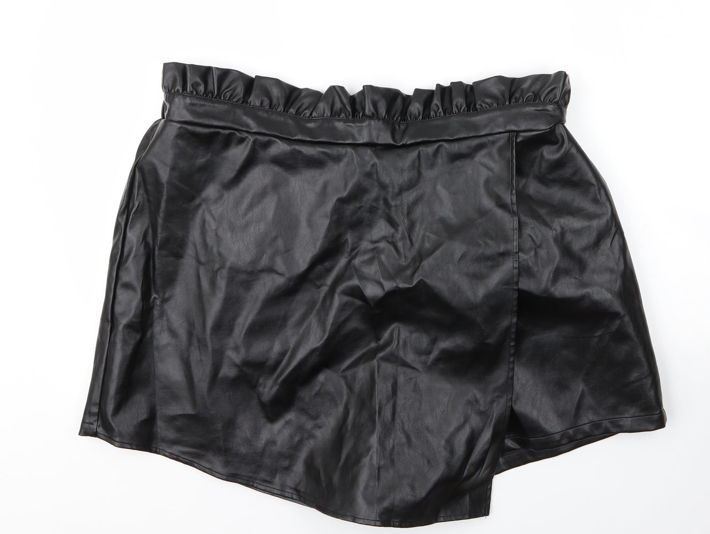 SheIn Womens Black  Polyurethane A-Line Skort Size 3XL  Regular