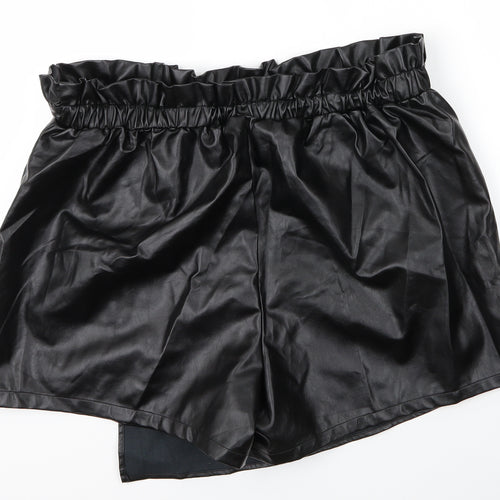 SheIn Womens Black  Polyurethane A-Line Skort Size 3XL  Regular