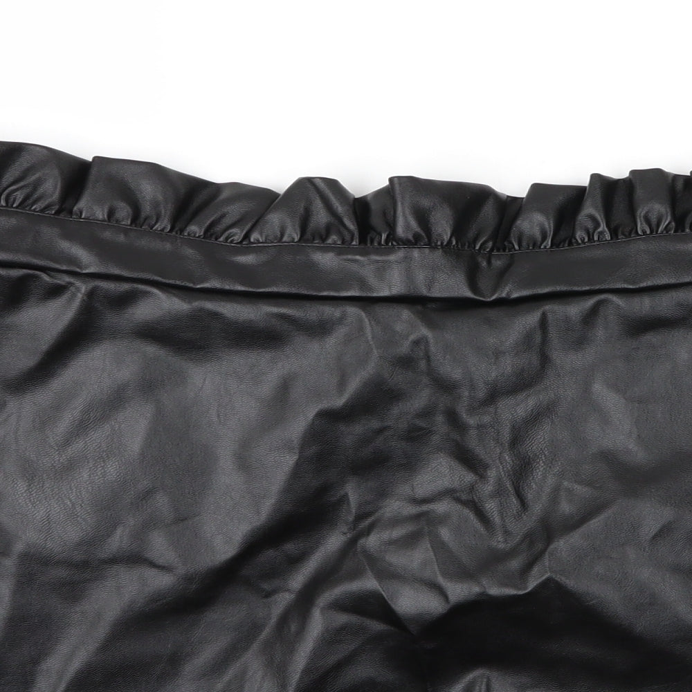 SheIn Womens Black  Polyurethane A-Line Skort Size 3XL  Regular