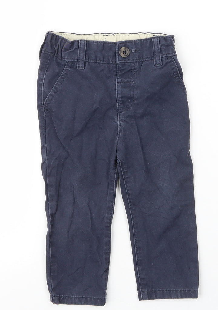M&S Boys Blue Cotton Capri Jeans Size 12 Months Button