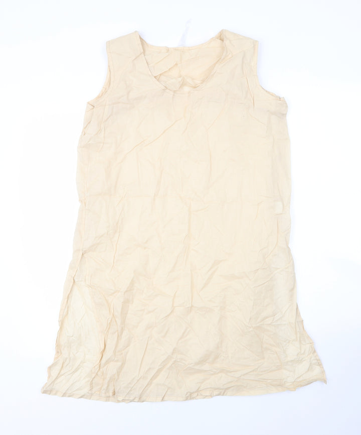 Working Woman Womens Beige Cotton Shift Size 12 V-Neck