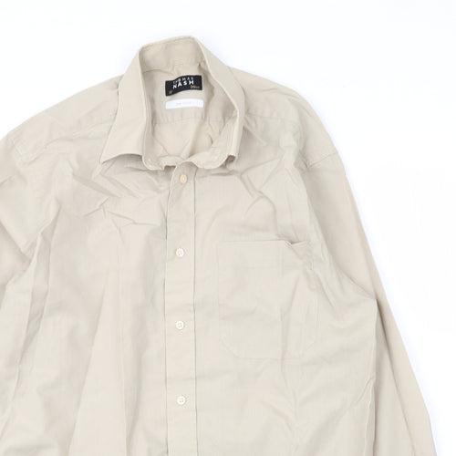 Debenhams Mens Beige  Cotton  Button-Up Size 15 Collared Button