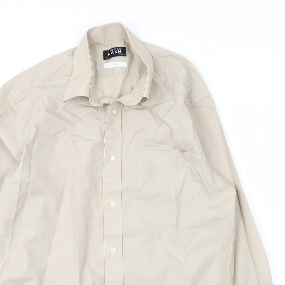 Debenhams Mens Beige  Cotton  Button-Up Size 15 Collared Button