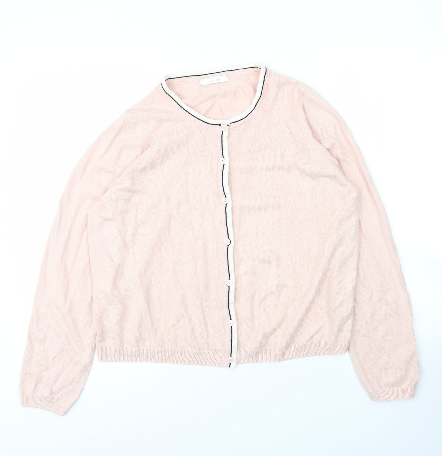 M&S Womens Pink Round Neck  Acrylic Cardigan Jumper Size 16