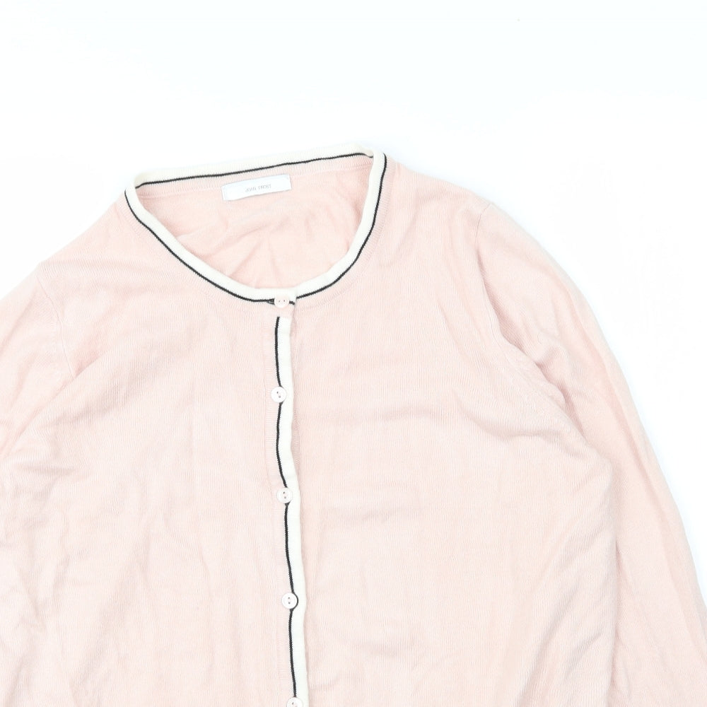 M&S Womens Pink Round Neck  Acrylic Cardigan Jumper Size 16