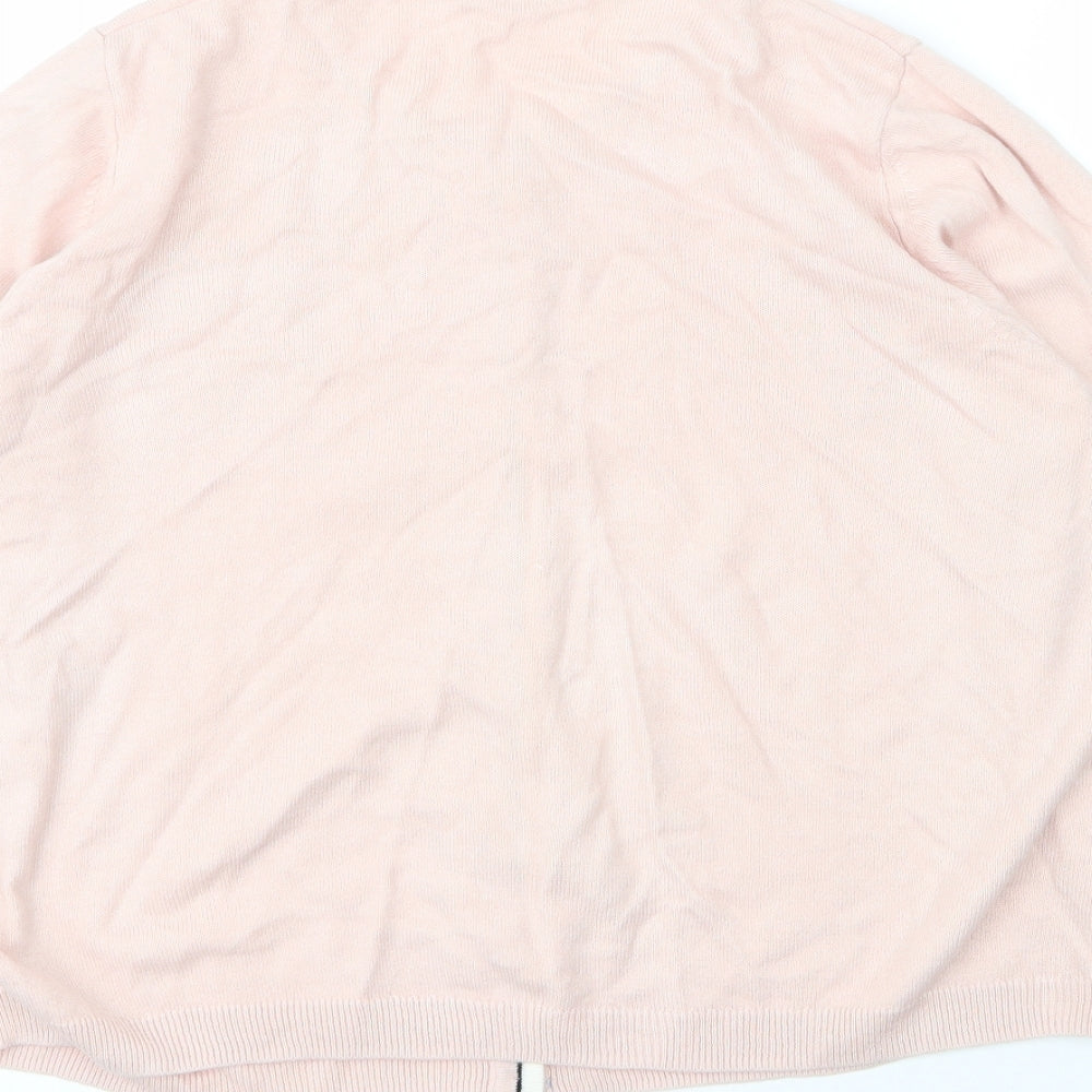 M&S Womens Pink Round Neck  Acrylic Cardigan Jumper Size 16