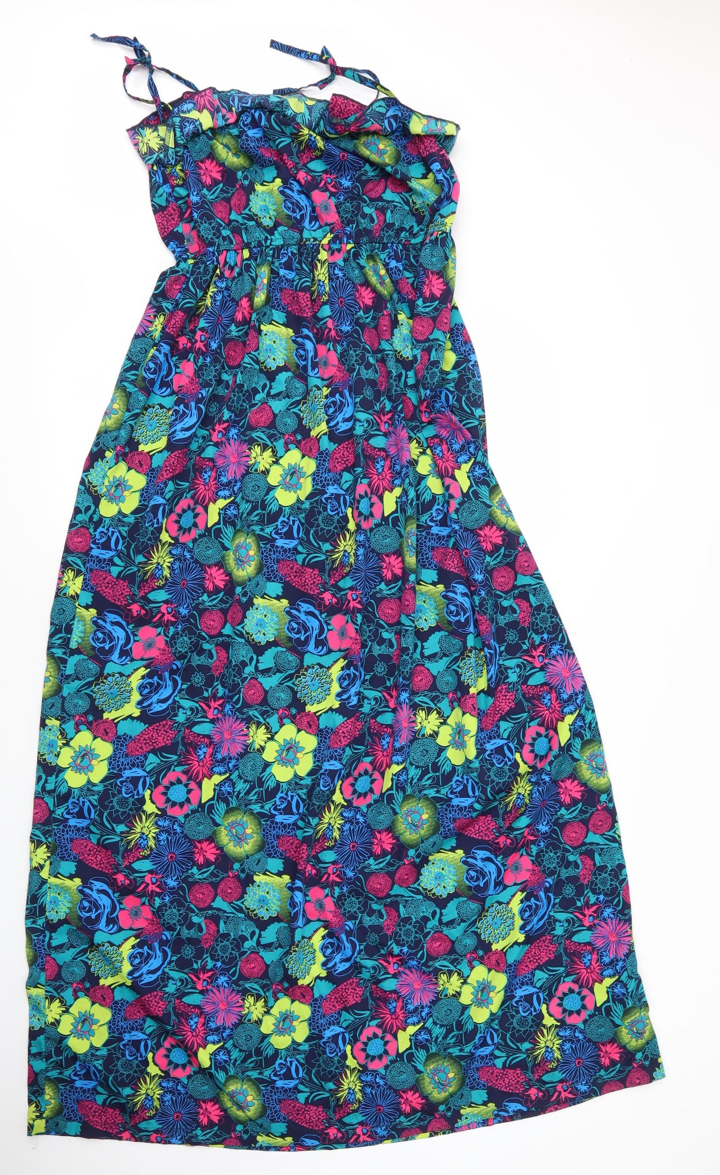 Tammy Girls Blue Floral Polyester Maxi  Size 12 Years  Round Neck