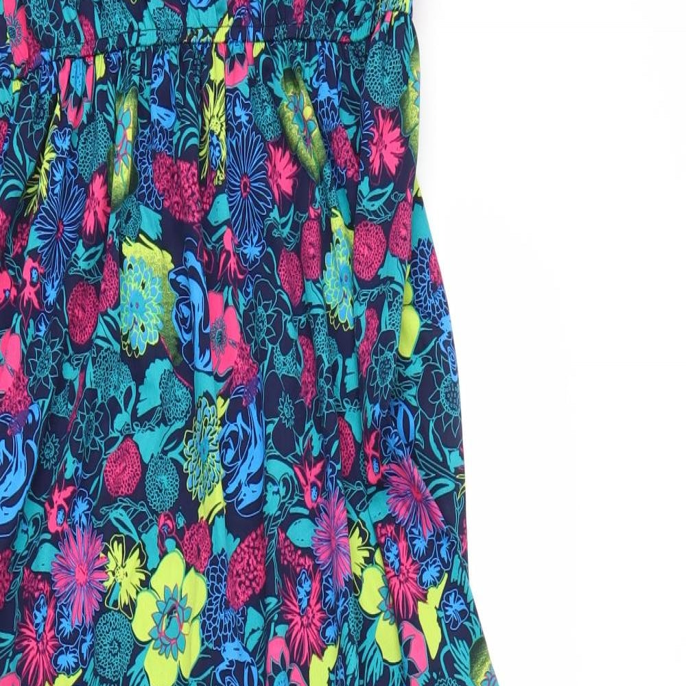 Tammy Girls Blue Floral Polyester Maxi  Size 12 Years  Round Neck