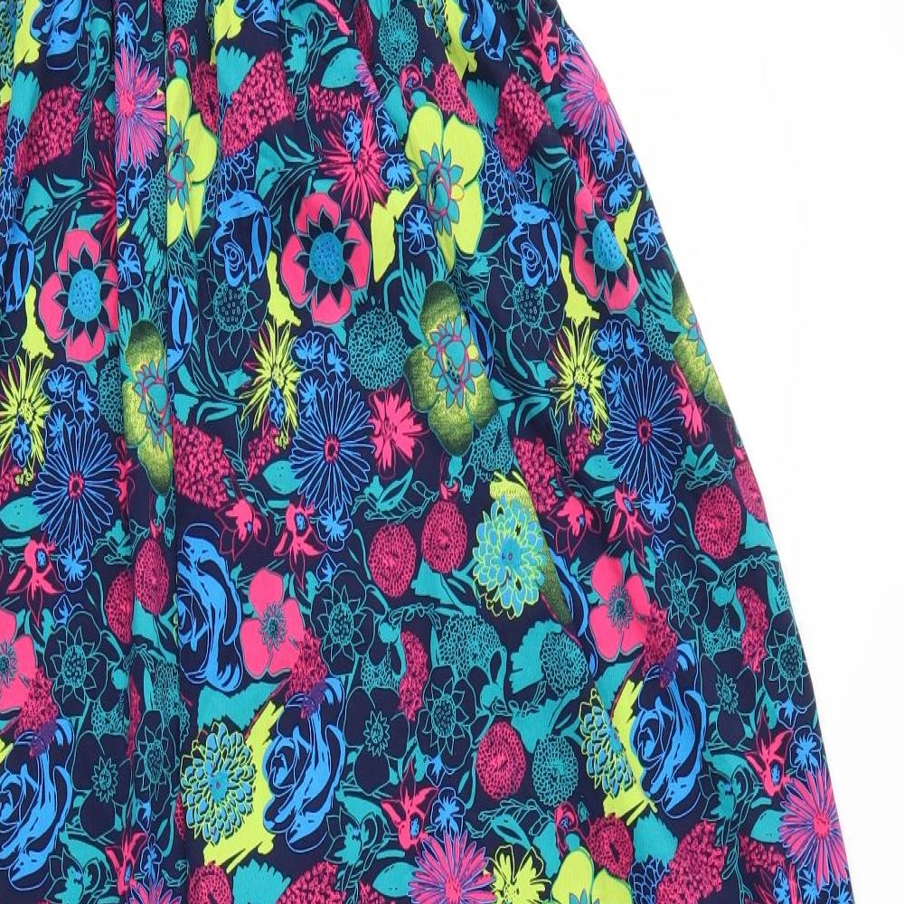 Tammy Girls Blue Floral Polyester Maxi  Size 12 Years  Round Neck