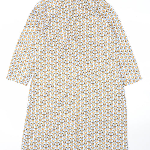 Primark Womens Yellow Geometric Polyester Shift  Size 12  Roll Neck Button