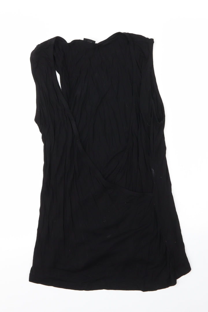 LASCANA Womens Black  Viscose Basic Blouse Size S Scoop Neck