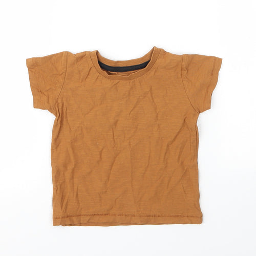 Matalan Boys Beige  Cotton Basic T-Shirt Size 12 Months Round Neck