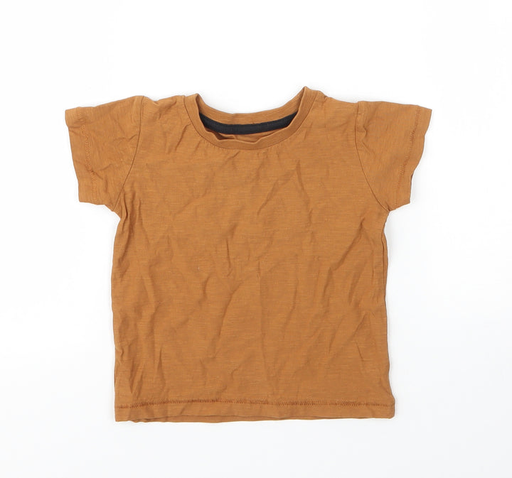 Matalan Boys Beige Cotton Basic T-Shirt Size 12 Months Round Neck