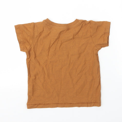 Matalan Boys Beige  Cotton Basic T-Shirt Size 12 Months Round Neck