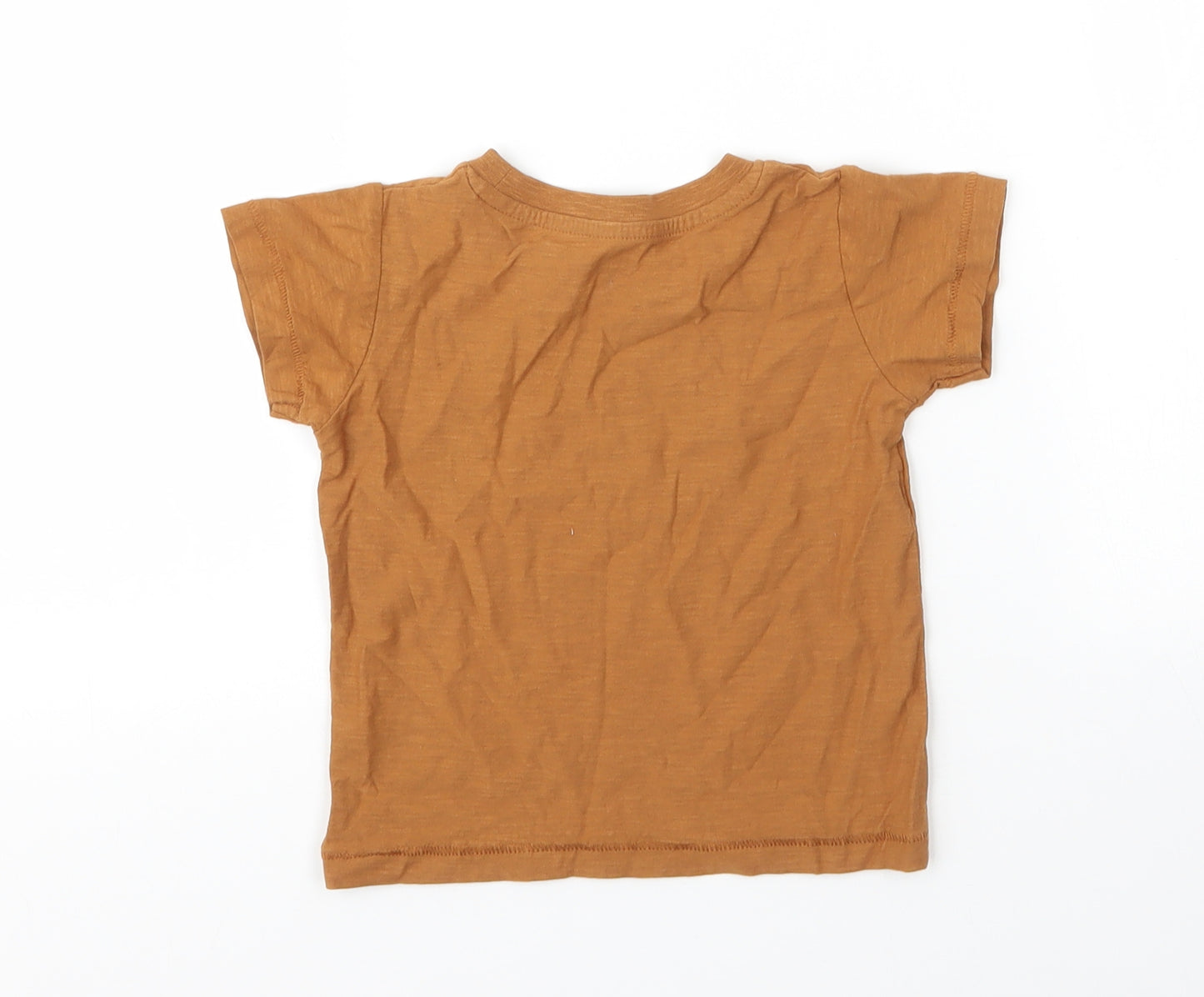 Matalan Boys Beige  Cotton Basic T-Shirt Size 12 Months Round Neck