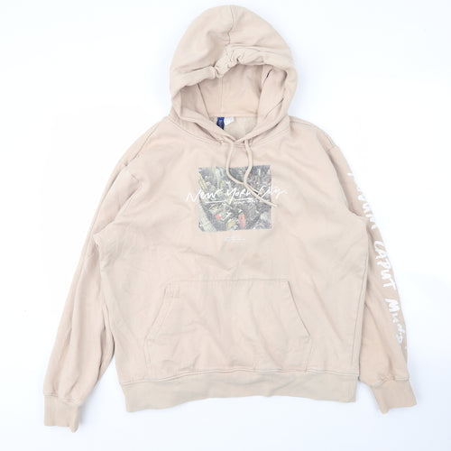 H&M Womens Beige  Cotton Pullover Hoodie Size M