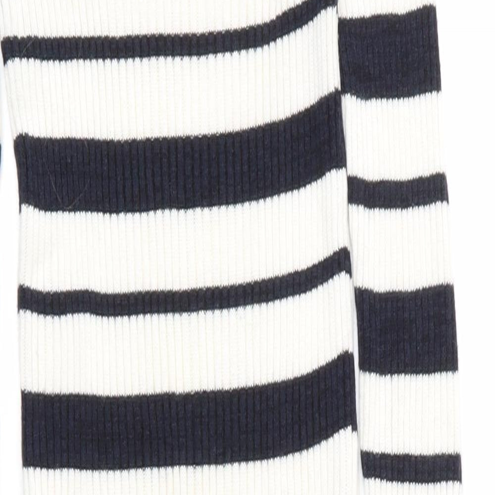 Primark Womens Blue Striped Acrylic Bodycon  Size 6  Mock Neck