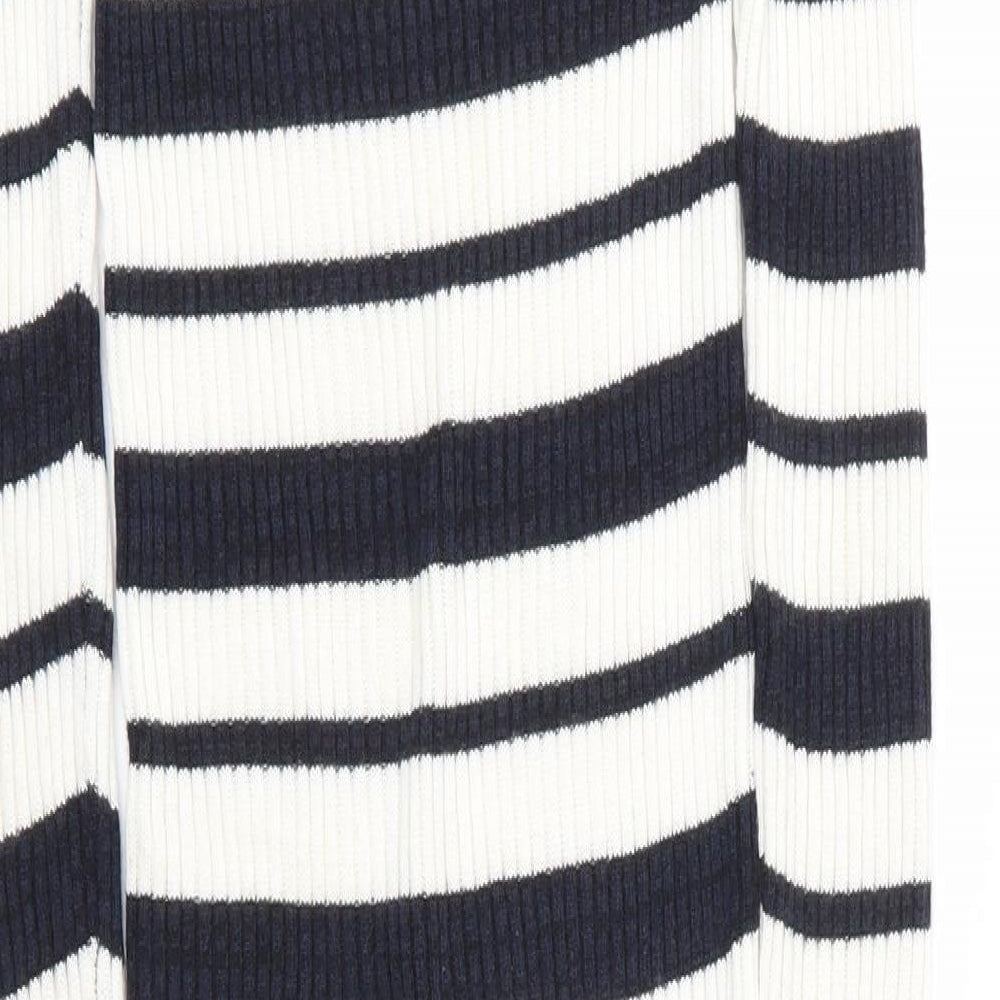 Primark Womens Blue Striped Acrylic Bodycon  Size 6  Mock Neck