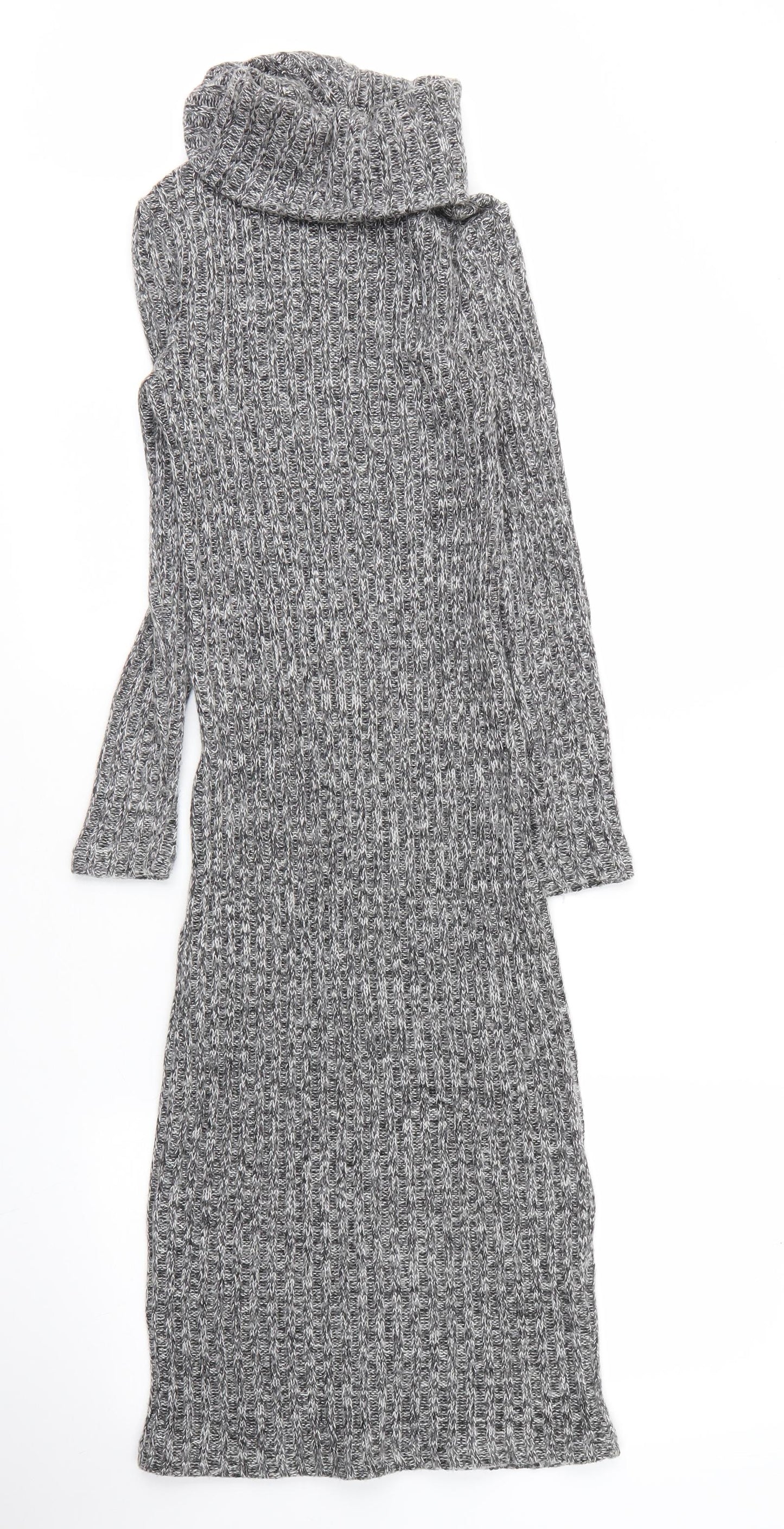 Primark Womens Grey  Acrylic Jumper Dress  Size 6  Roll Neck