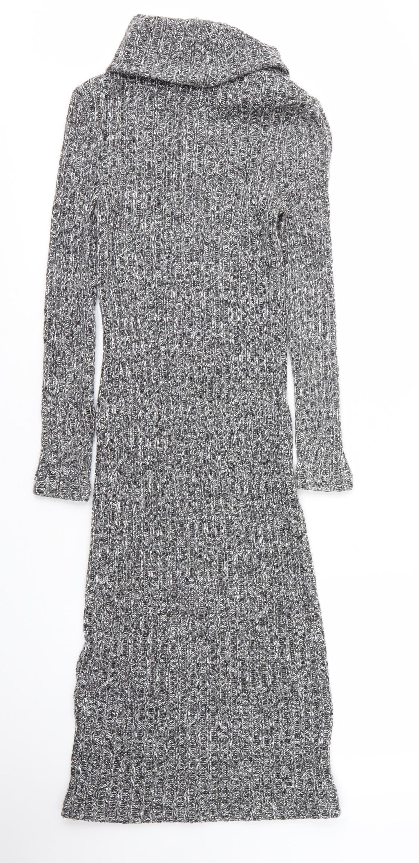 Primark Womens Grey  Acrylic Jumper Dress  Size 6  Roll Neck