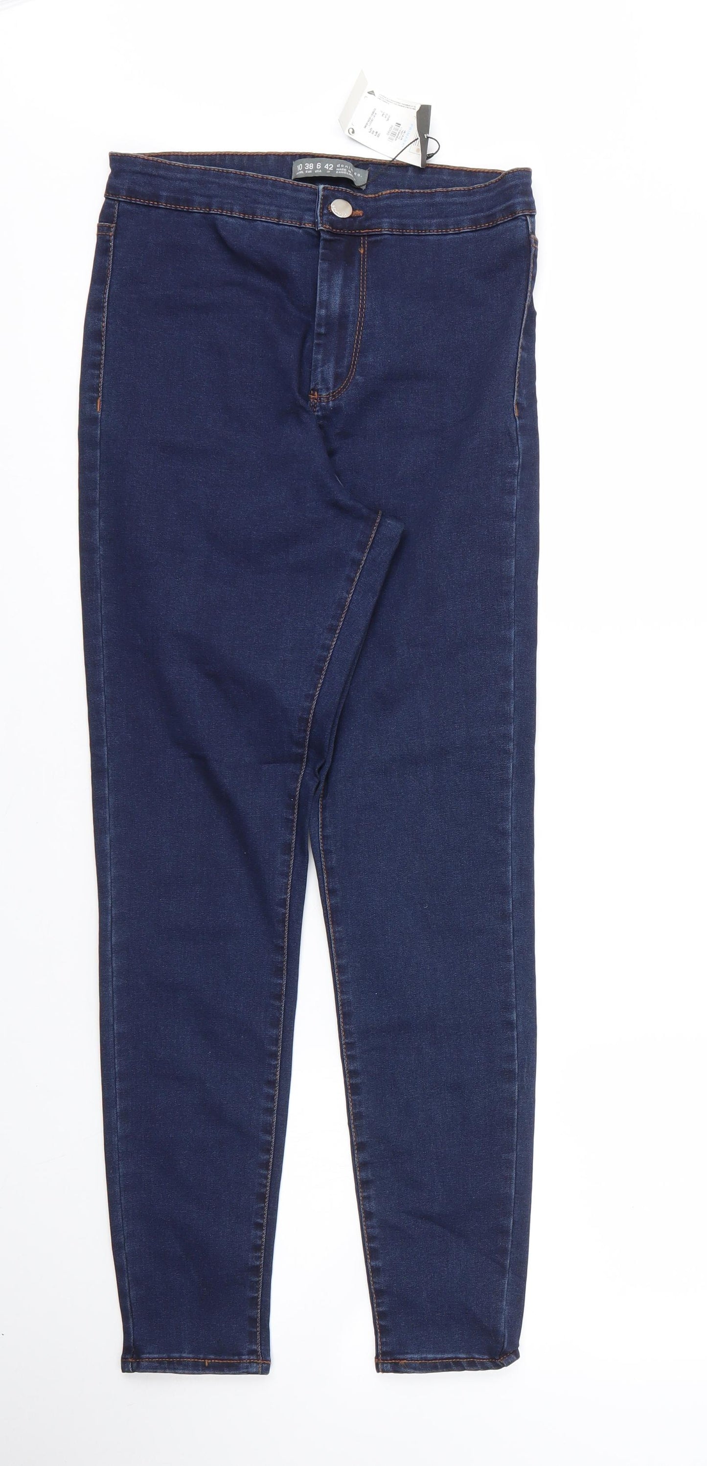 Primark Womens Blue  Cotton Skinny Jeans Size 10 L28 in Regular Zip