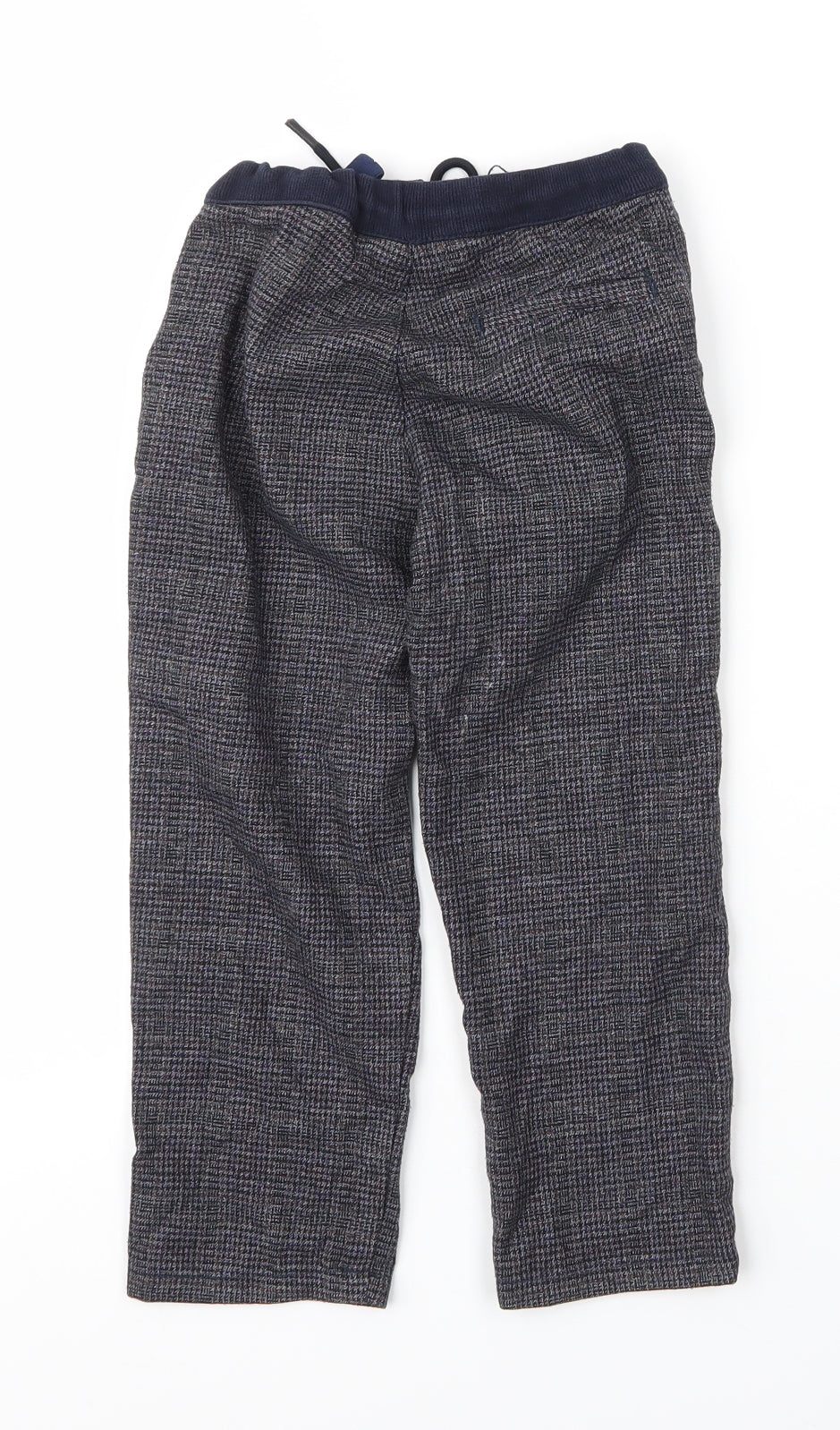 Zara Boys Blue Plaid Viscose Capri Trousers Size 6 Years  Regular Drawstring
