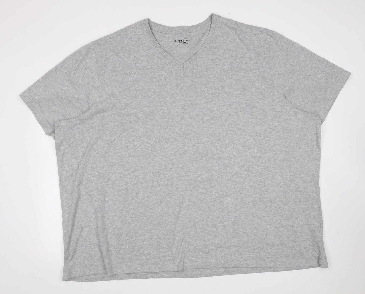 CAPSULE Mens Grey  Cotton  T-Shirt  V-Neck  - 5XL
