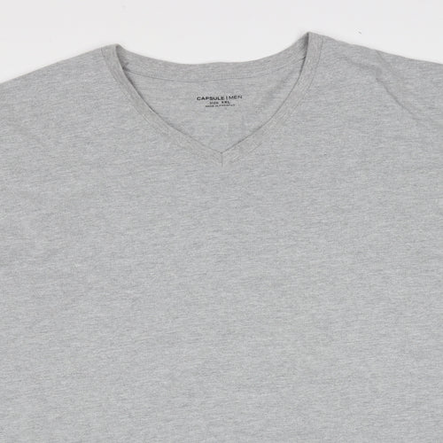 CAPSULE Mens Grey  Cotton  T-Shirt  V-Neck  - 5XL