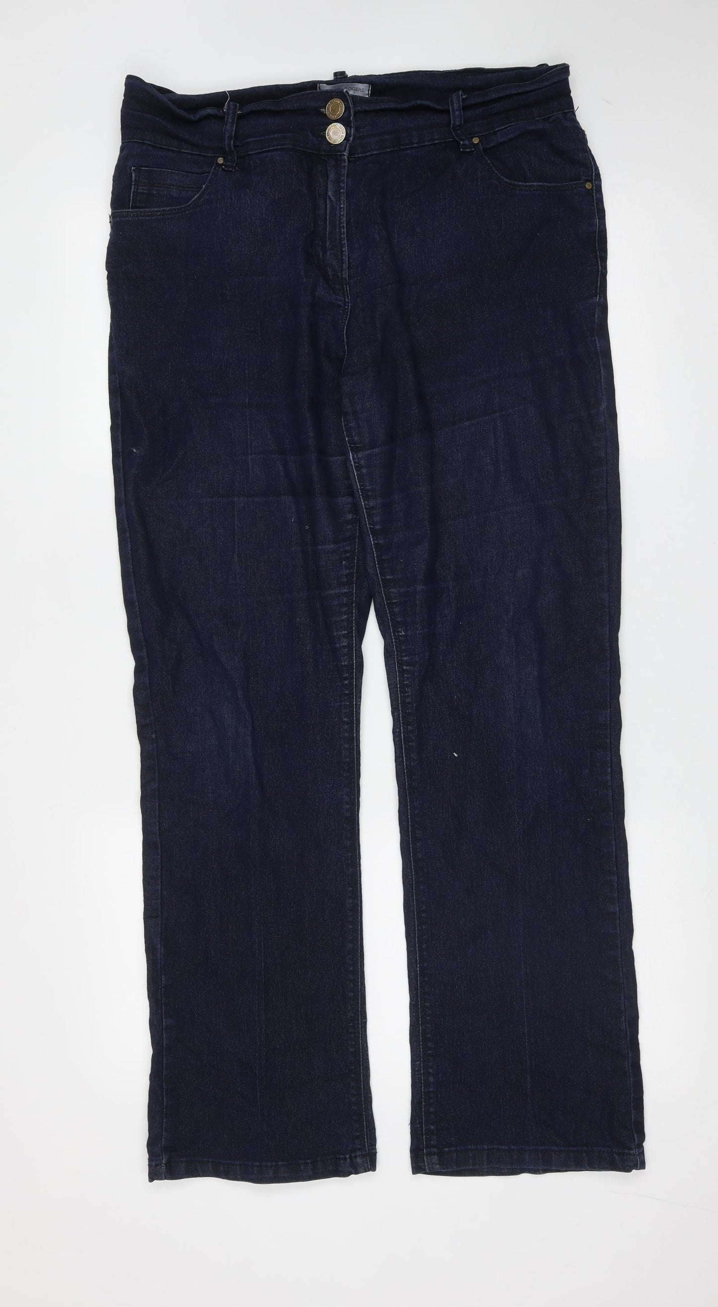 Rogers + Rogers Womens Blue  Cotton Straight Jeans Size 18 L31 in Regular Zip