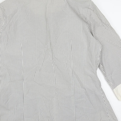 Principles Womens Grey Striped Cotton Basic Blouse Size 12 Collared