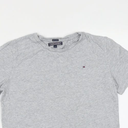 Tommy Hilfiger Boys Grey  Cotton Basic T-Shirt Size 14 Years Round Neck